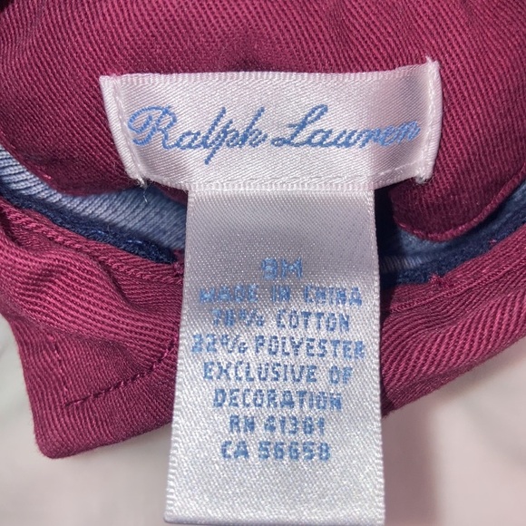 Ralph Lauren navy white velour maroon color footed romper 9m - Picture 5 of 6